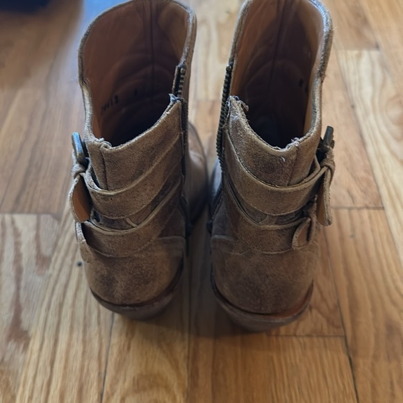 Lucchese sz 6 heeled low cowboy cowgirl boots Brown Leather Ankle good condition - Picture 3 of 7